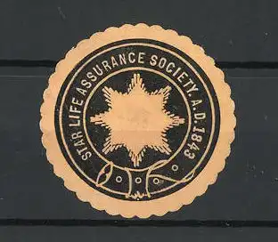 Präge-Reklamemarke Star Life Assurance Society a. d. 1943, Stern