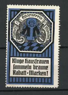 Reklamemarke München, Rabatt-Sparverein, Münchner Kindl, blau