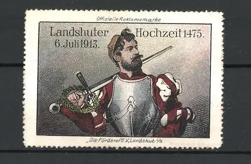 Reklamemarke Landshuter Hochzeit 1475, Knappe mit Schwert