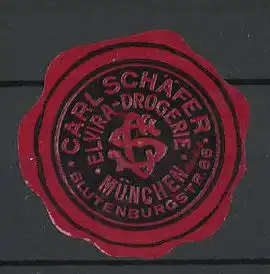 Präge-Reklamemarke Elvira-Drogerie Cal Schäfer, Blutenburgstr. 66, München