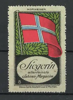Reklamemarke Siegerin Margarine, Nationalfahne Norwegen