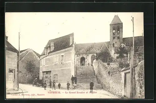 AK Vetheuil, Le Grand Escalier et L`Eglise