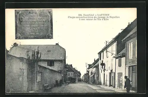 AK Laffrey, Plaque commémorative du passage de Napoléon à son retour de I`lle d`Elbe