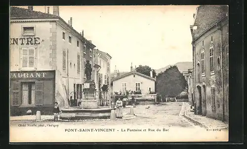 AK Pont-Saint-Vincent, La Fontaine et Rue du Bac