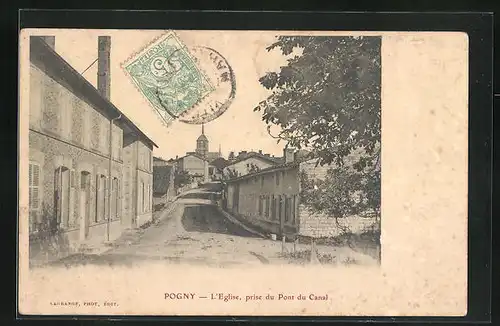 AK Pogny, L`Eglise, prise du Pont du Canal