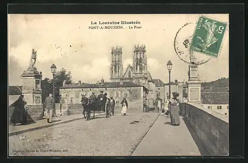 AK Pont-a-Mousson, Le Pont, vue et l'Eglise