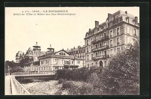 AK La Bourboule, Hotel de Ville et Hotel des Iles Britanniques