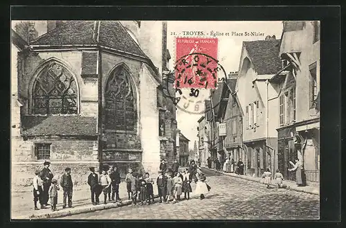 AK Troyes, Église et Place Saint-Nizier