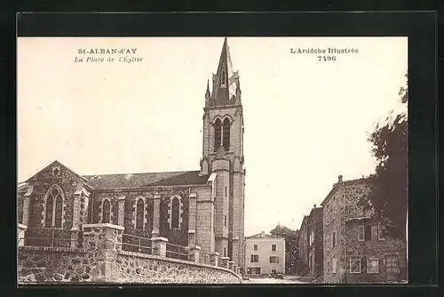 AK Saint-Alban-d`Ay, La Place de l`Église