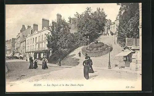 AK Blois, Les Degrés et la Rue Denis-Papin