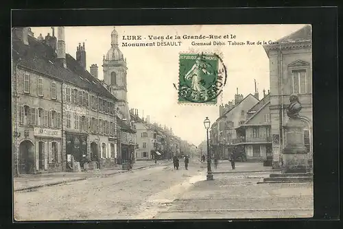 AK Lure, Vues de la Grande-Rue et le Monument Desault