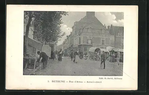 AK Bethune, Rue d`Arras, Strassenpartie