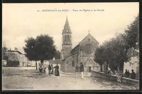 AK Bourbonne-les-Bains, Place de l`Eglise et du Marché