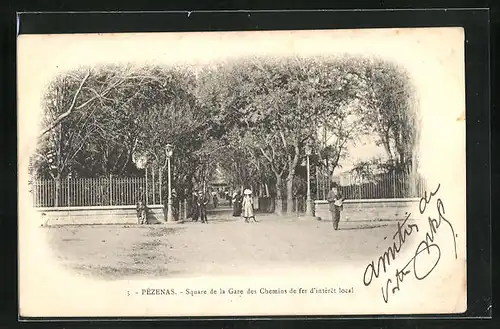 AK Pézenas, Square de la Gare des Chemins de fer d`intérét local