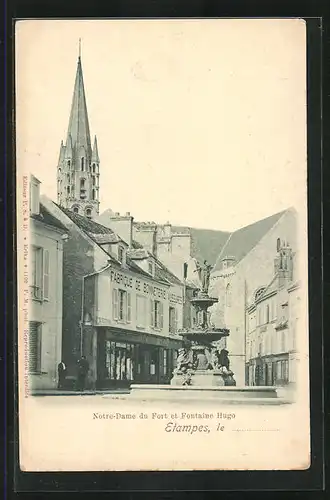 AK Étampes, Notre-Dame du Fort et Fontaine Hugo