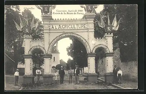 AK Charolles, Concours Agricole 1909, Entrée de la Route de Paray