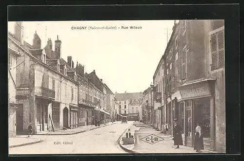 AK Chagny, Rue Wilson, Strassenpartie