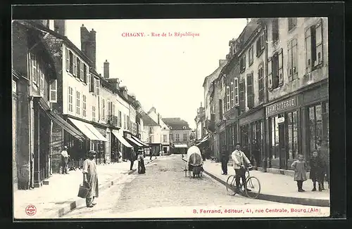 AK Chagny, Rue de la République, Strassenpartie