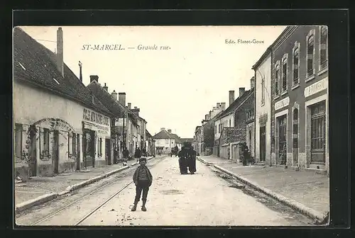 AK St-Marcel, Grande rue, Strassenpartie