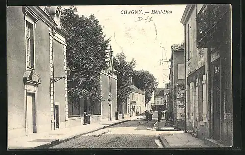 AK Chagny, Hôtel-Dieu, Ortspartie