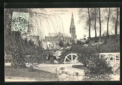 AK Valenciennes, Vue du Jardin