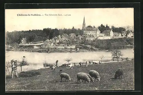 AK Chateau-la-Vallière, Vue Gènèrale Sud - Le Lac