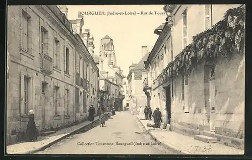 AK Bourgueil, Rue de Tours, Strassenpartie