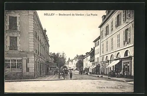 AK Bélley, Boulevard de Verdun, La Poste