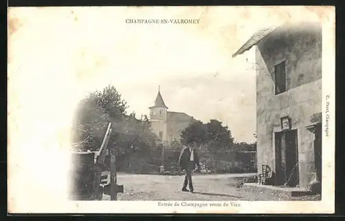 AK Champagne-en-Valromey, Entrée de Champagne route de Vieu