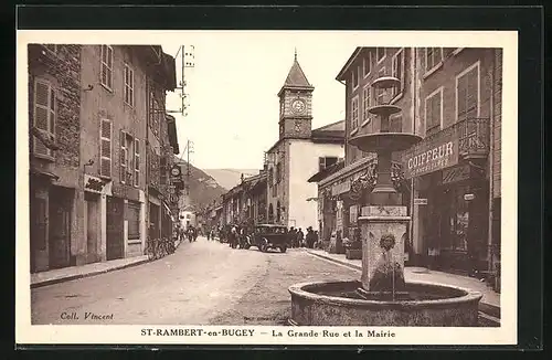 AK St-Rambert-en-Bugey, La Grande-Rue et la Mairie