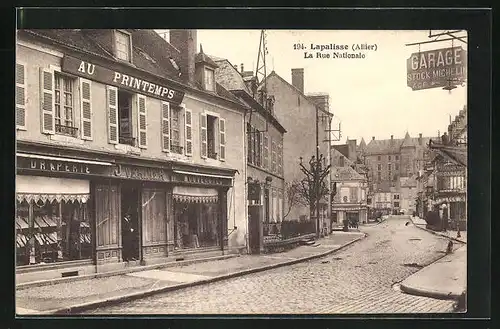 AK Lapalisse, La Rue Nationale, Strassenpartie