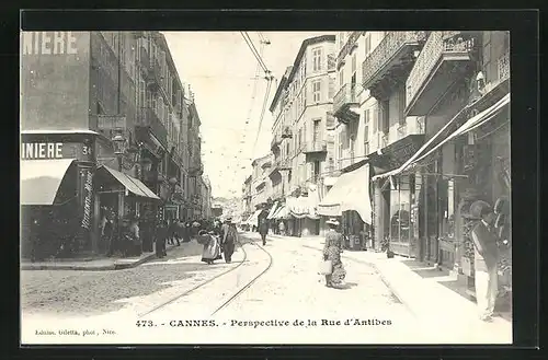 AK Cannes, Perspective de la Rue d'Antibes