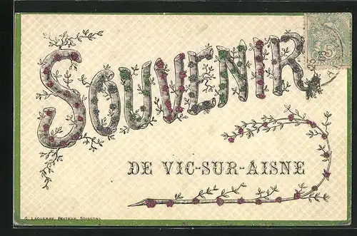 AK Vic-sur-Aisne, Grusskarte Souvenir