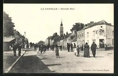 AK La Capelle, Grande Rue, Strassenpartie