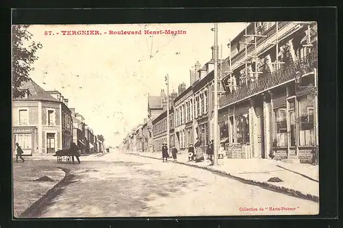 AK Tergnier, Boulevard Henri-Martin, Strassenpartie