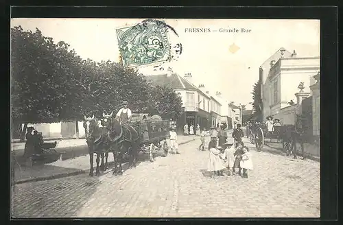 AK Fresnes, Grande Rue, Strassenpartie