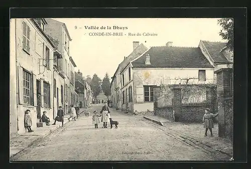 AK Condè-en-Brie, Rue du Calvaire, Strassenpartie