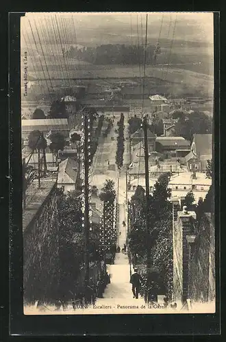 AK Laon, Escaliers - Panorama de la Gare