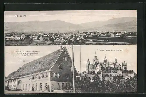 AK Bisingen, Burg Hohenzollern, Kolonial & Manufakturwaren Josef Lacher