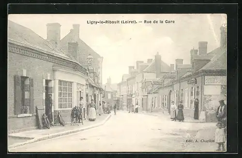 AK Ligny-le-Ribault, Rue de la Gare