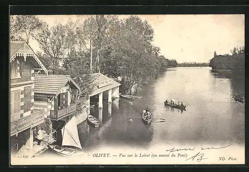 AK Olivet, Vue sur le Loiret (en amont du Pont)