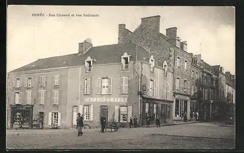 AK Ernée, Rue Clouard et rue Nationale, Strassenpartien