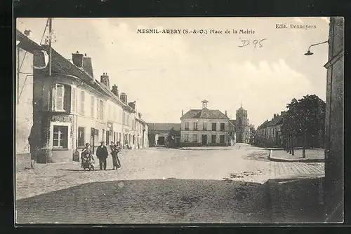 AK Mesnil-Aubry, Place de la Mairie