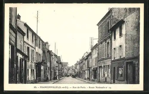 AK Franconville, Rue de Paris - Route Nationale no 14
