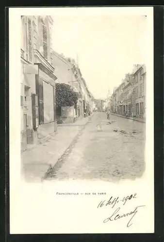 AK Franconville, Rue de Paris, Ortspartie