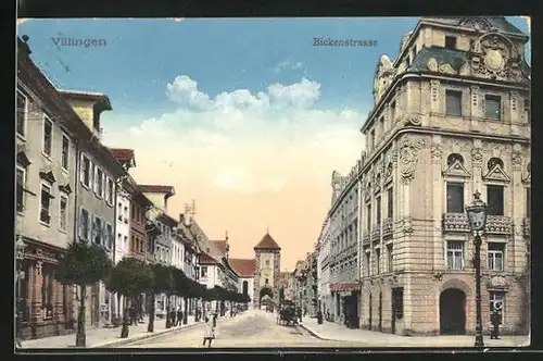 AK Villingen / Schwarzwald, Bickenstrasse mit Geschäften und Passanten