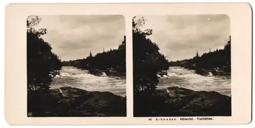 Stereo-Fotografie Ansicht Trollhättan, Partie am Höllenfall