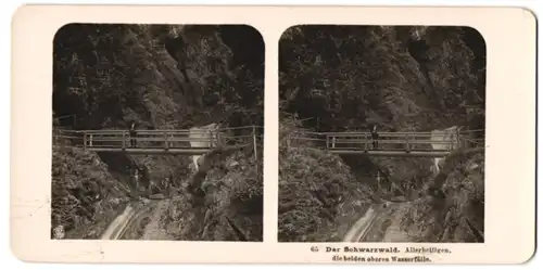 Stereo-Fotografie Ansicht Allerheiligen / Schwarzwald, Die beiden oberen Wasserfälle