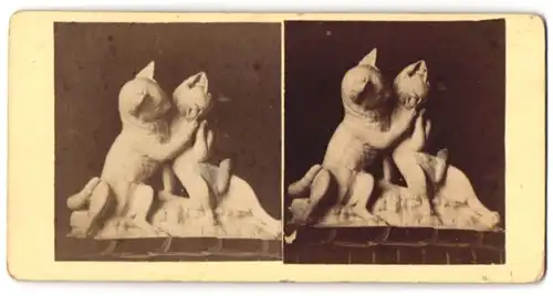 Stereo-Fotografie Skulptur von spielenden Katzen