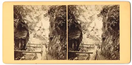 Stereo-Fotografie Ansicht Ramsau, Partie am Wimbachklamm